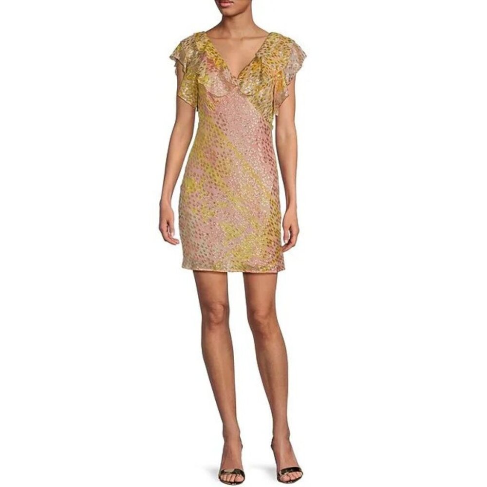 Never Fully Dressed Tilda Boho Ruffled Deep V-Neck Mini Dress - SZ 10 - NWT